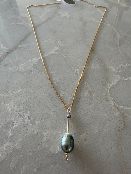 Tahitian pearl drop necklace